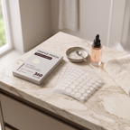 Colder Mornings acne patch - lifestyle marble bathroom counter
